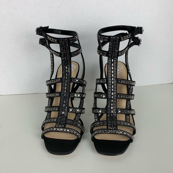 NWOB $150 Vince Camuto rhinestone blk cage heels - Picture 4 of 6